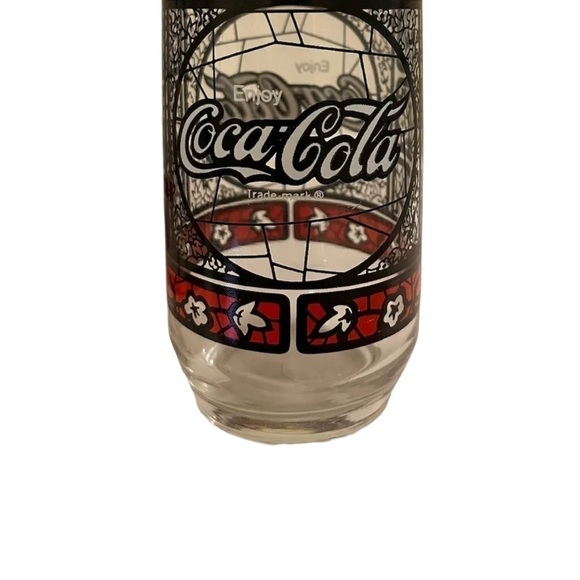 RARE-1 Vintage Coca-~Cola Glass Tiffany Style Stained, PRICE IS FOR ONE GLASS - Picture 3 of 17